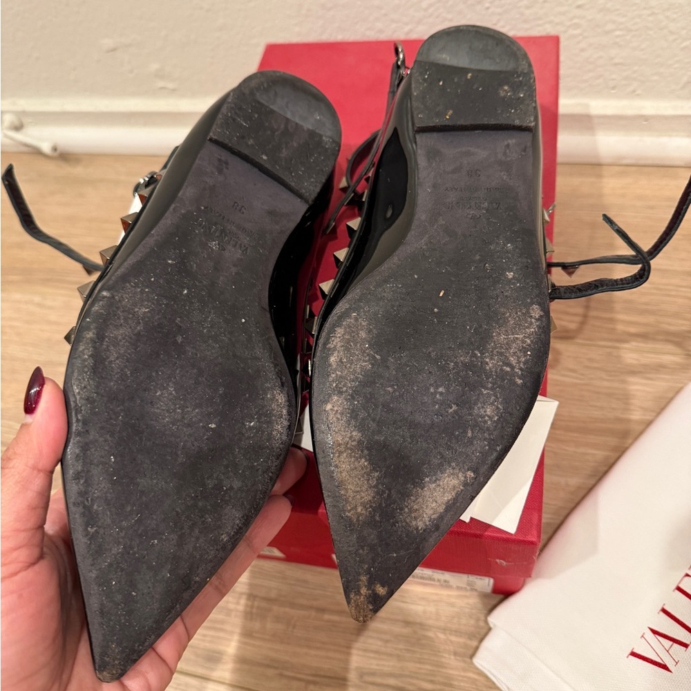 Valentino rockstud flat black patent 38 - Picture 6 of 10